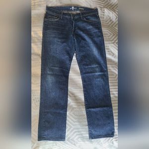 3 pairs 7 for-all-mankind, 34x32 slim fit blue jeans. 33x32 black jeans.